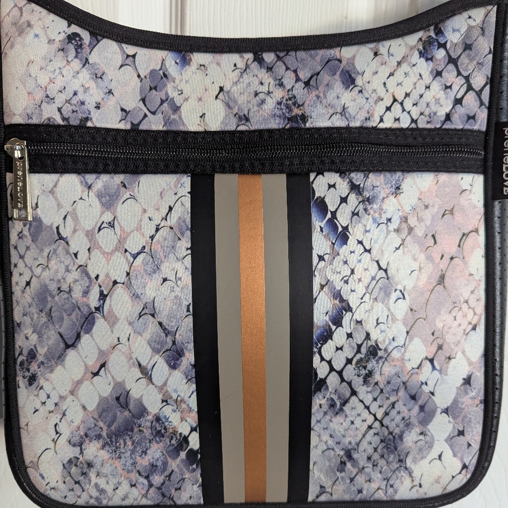 Neoprene Crossbody Bag In Snakeskin print - Interchangeable Straps. - Picture 2 of 5